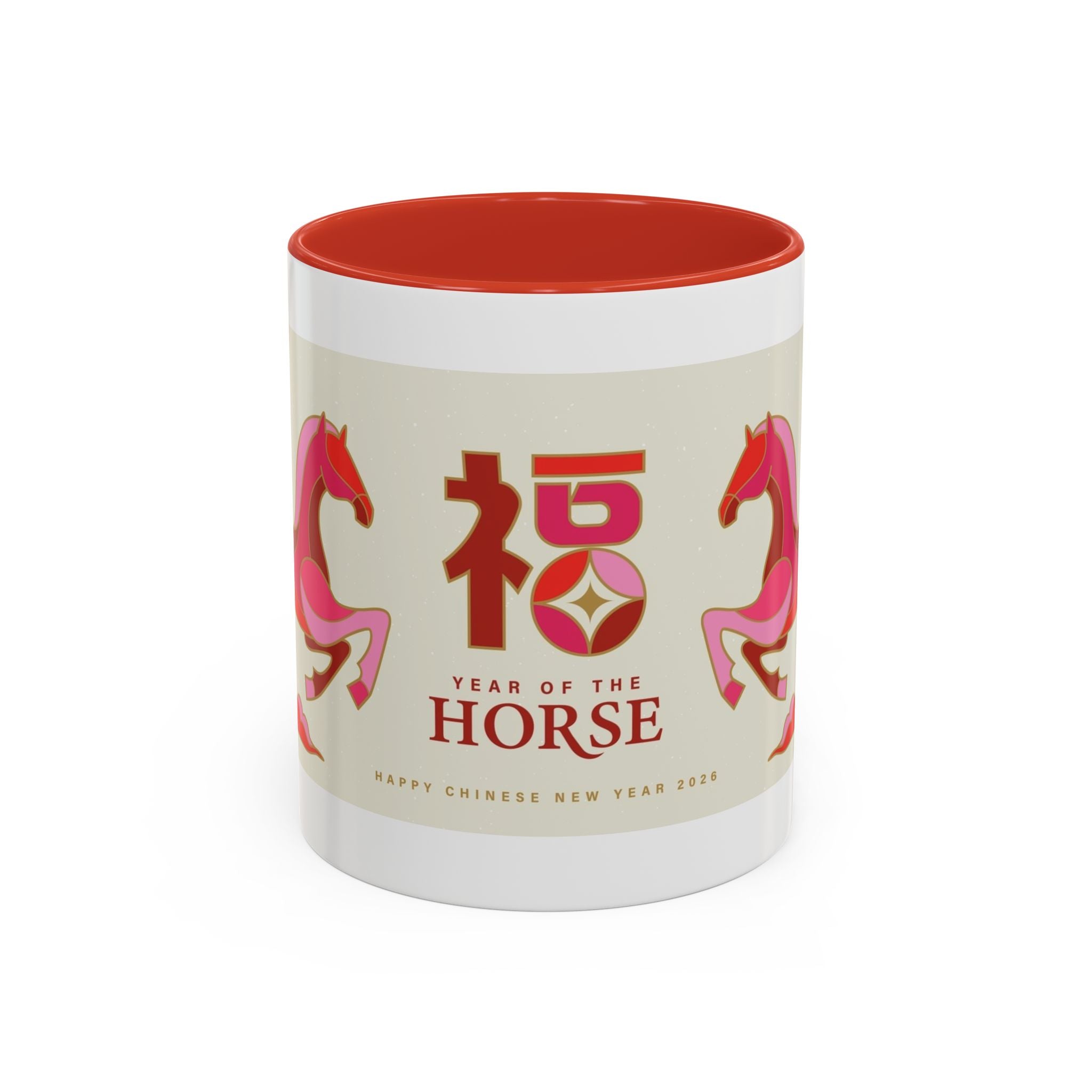 Year of the Horse Accent Coffee Mug — Chinese New Year Lucky Horse Design (11/15oz)