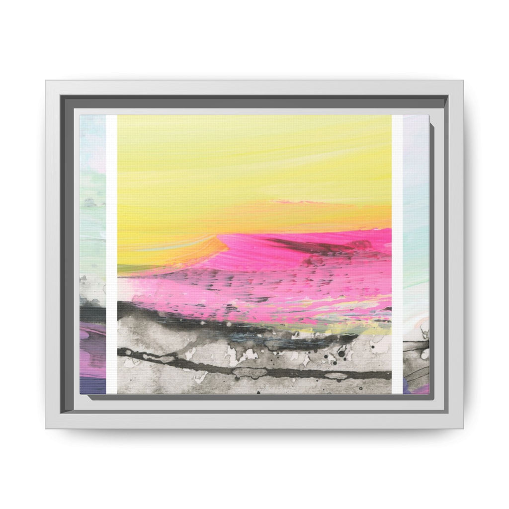 Abstract Sunrise Landscape Matte Canvas Framed Wall Art — Pink & Yellow Modern Home Decor
