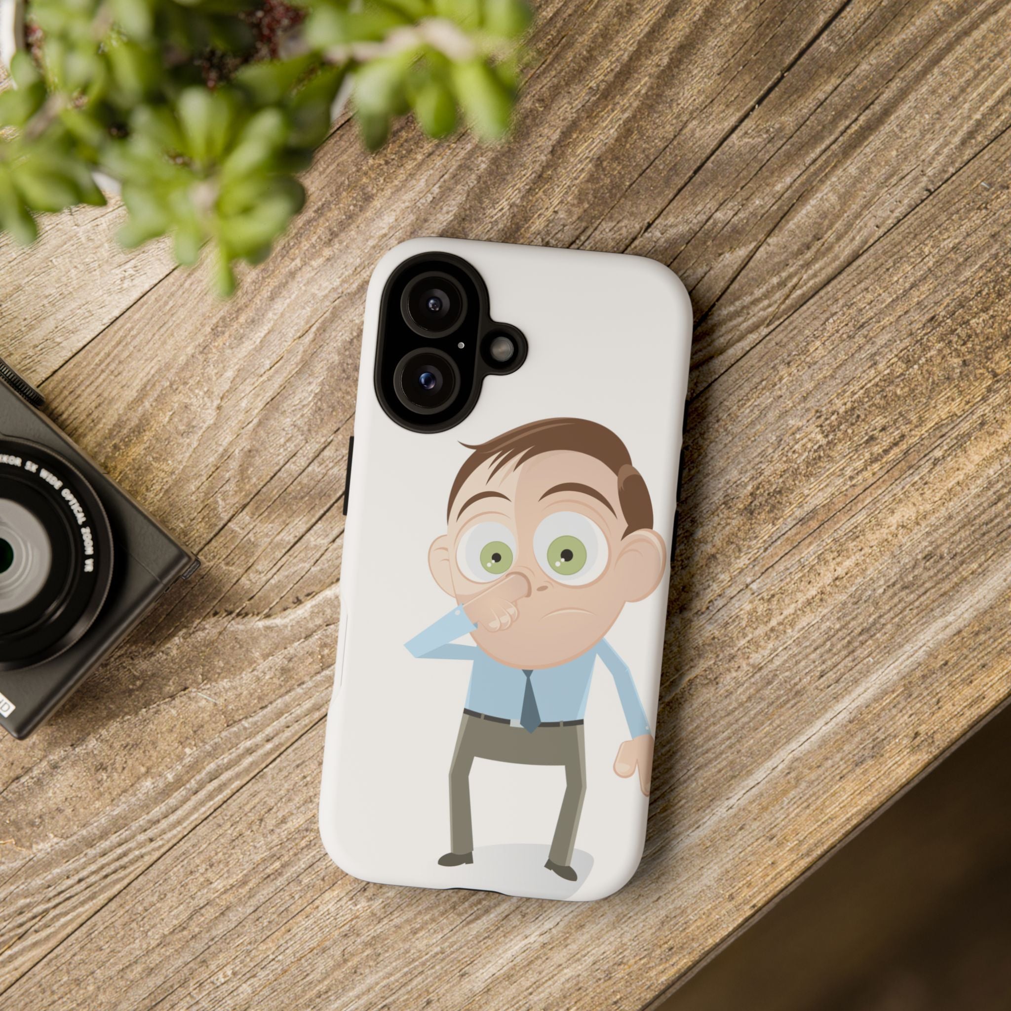 Funny Cartoon Guy Phone Case – Humorous Nose-Picking Character Protective Cover
