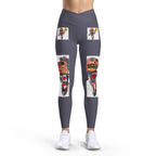 Robot Heart Graphic Leggings — Playful Cartoon Character Yoga Pants for Women