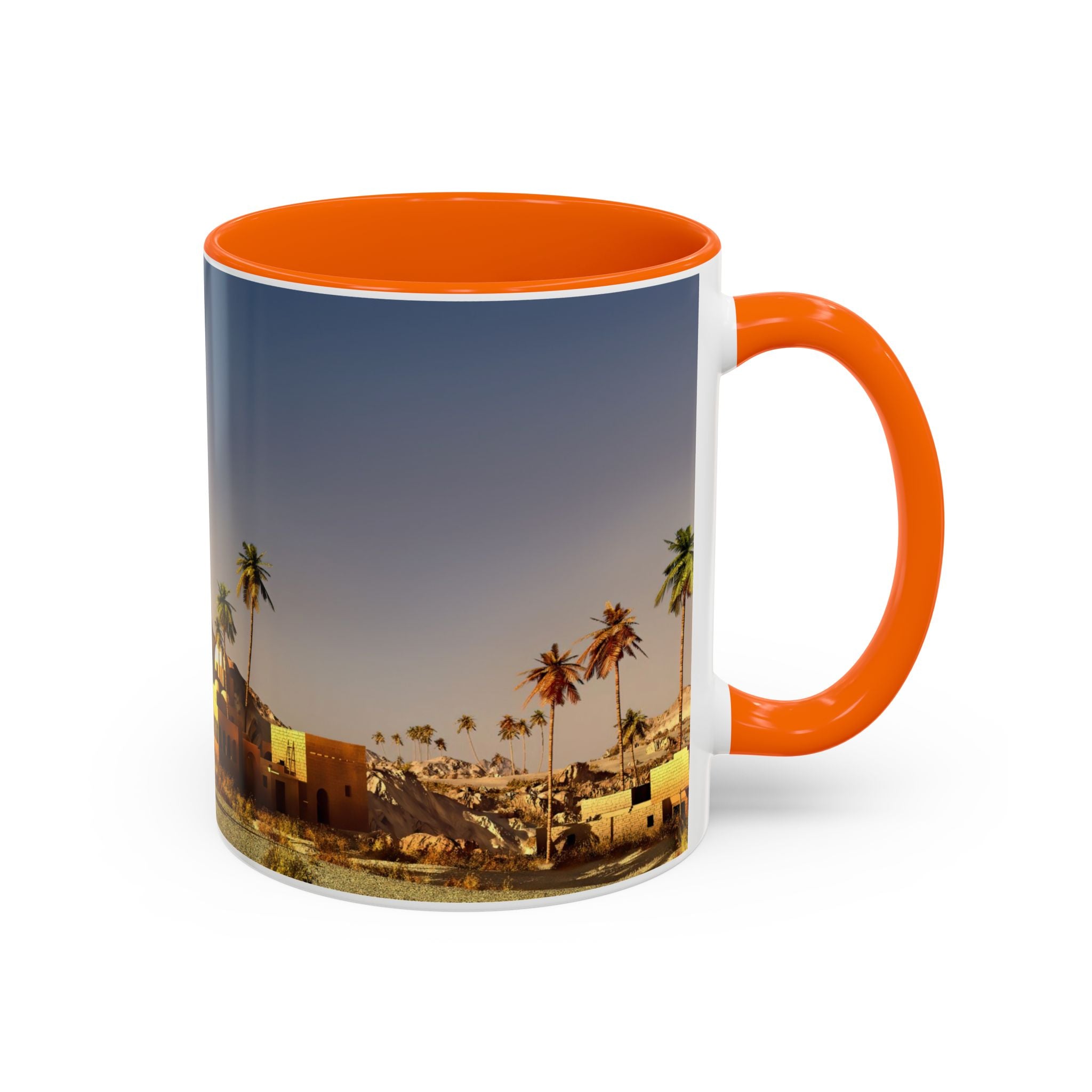 Desert Oasis Accent Coffee Mug – Palm Trees & Sunset Scenic Ceramic Mug (11/15oz)