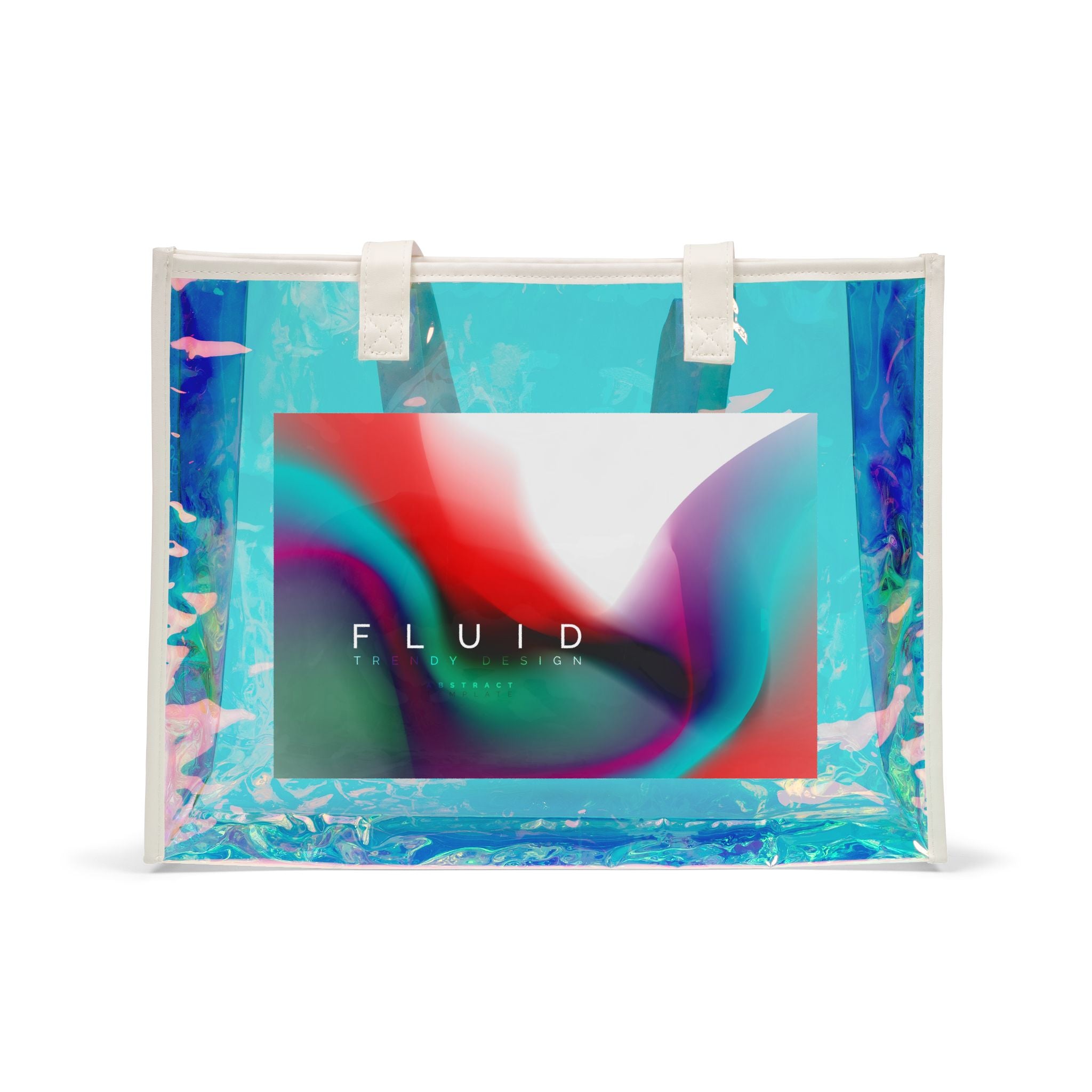 Holographic Beach Tote Bag – 'FLUID' Iridescent Clear Beach Bag