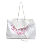 Fashion Heart Doodle Weekender | Pink Purse Illustration Beach Bag