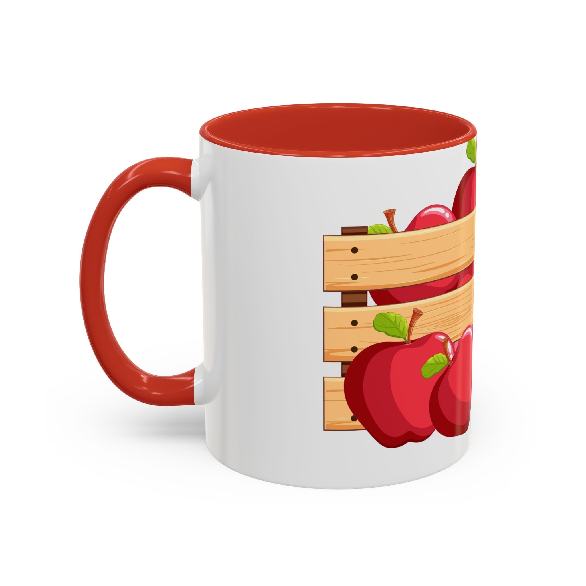 Apple Crate Accent Coffee Mug — Rustic Farmhouse Fruit Design (11/15oz)