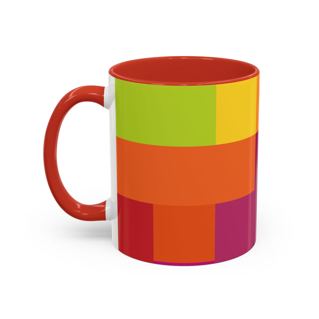 Color Block Accent Coffee Mug — Bright Geometric Pattern