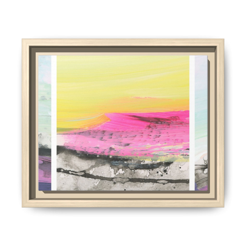 Abstract Sunrise Landscape Matte Canvas Framed Wall Art — Pink & Yellow Modern Home Decor