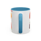 Fruit Pattern Accent Coffee Mug — Colorful Tropical Fruit Icons (11/15oz)