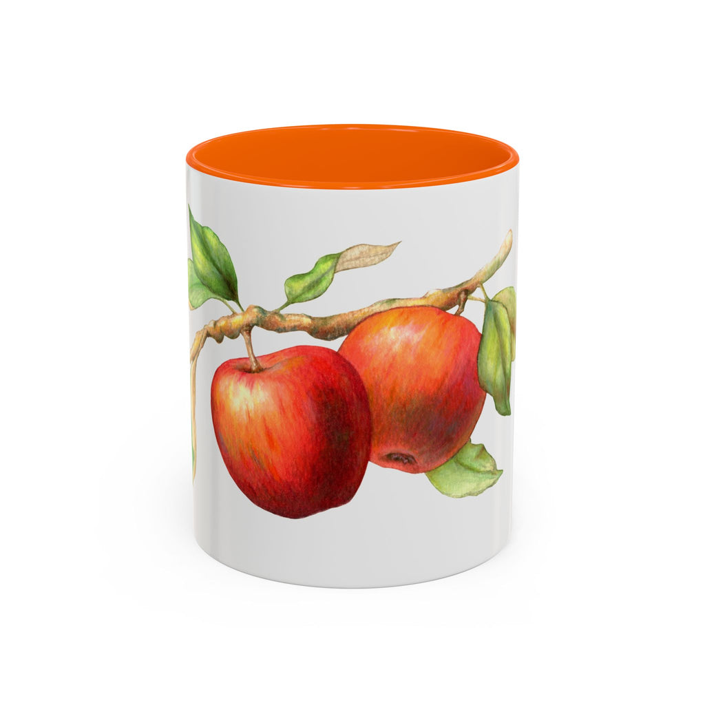 Apple Branch Accent Coffee Mug — Watercolor Fruit Kitchen Mug (11/15oz)