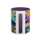 Tropical Floral Accent Coffee Mug — Bright Orange Botanical Design (11/15 oz)