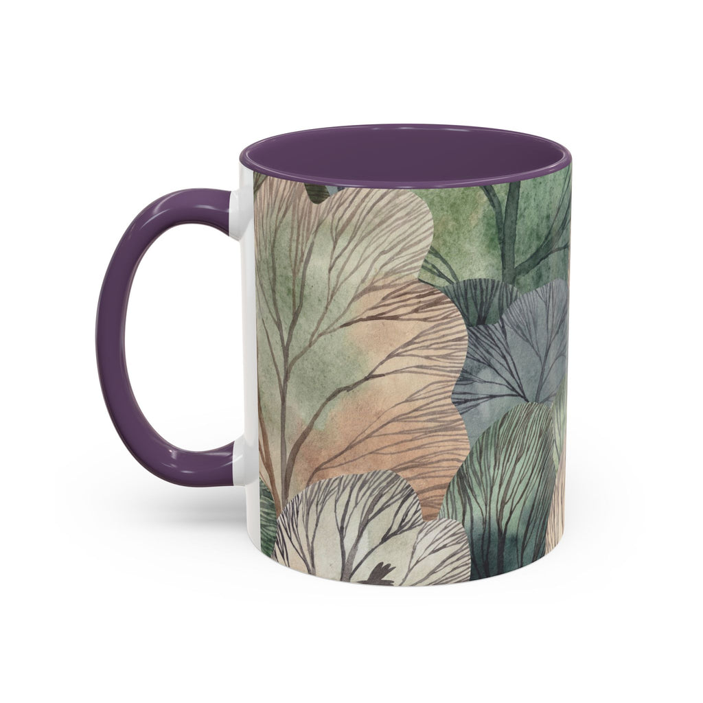 Botanical Woodland Coffee Mug — Earthy Leaf Pattern Accent Mug (11/15oz)
