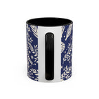 Nordic Reindeer Pattern Accent Coffee Mug — Blue Holiday Tea Cup (11/15oz)