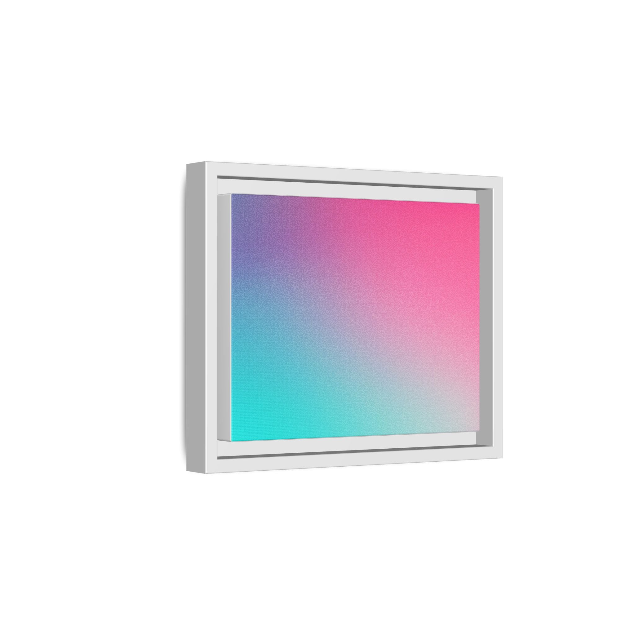 Framed Gradient Canvas Wall Art — Pink to Aqua Ombre Matte Print