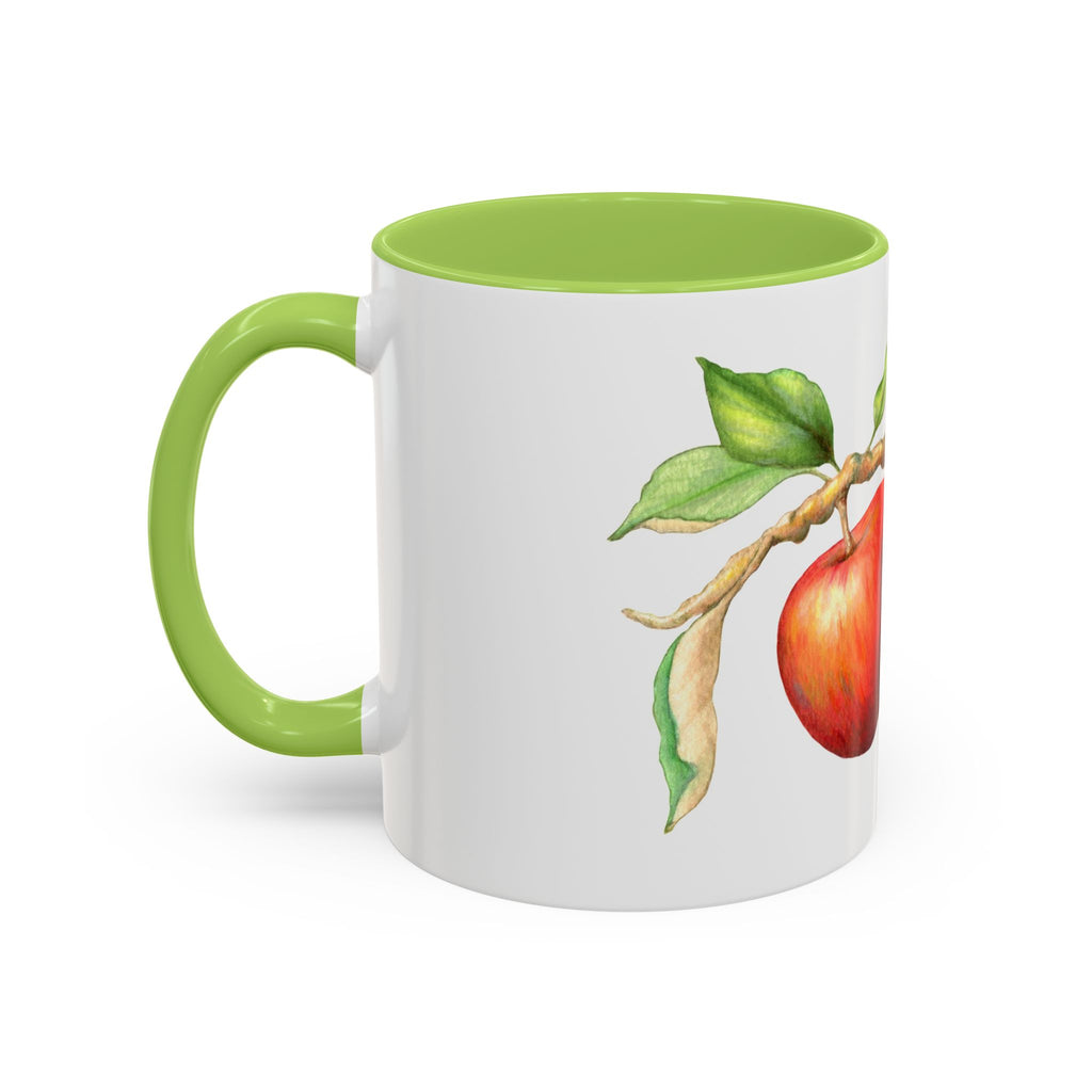 Apple Branch Accent Coffee Mug — Watercolor Fruit Kitchen Mug (11/15oz)