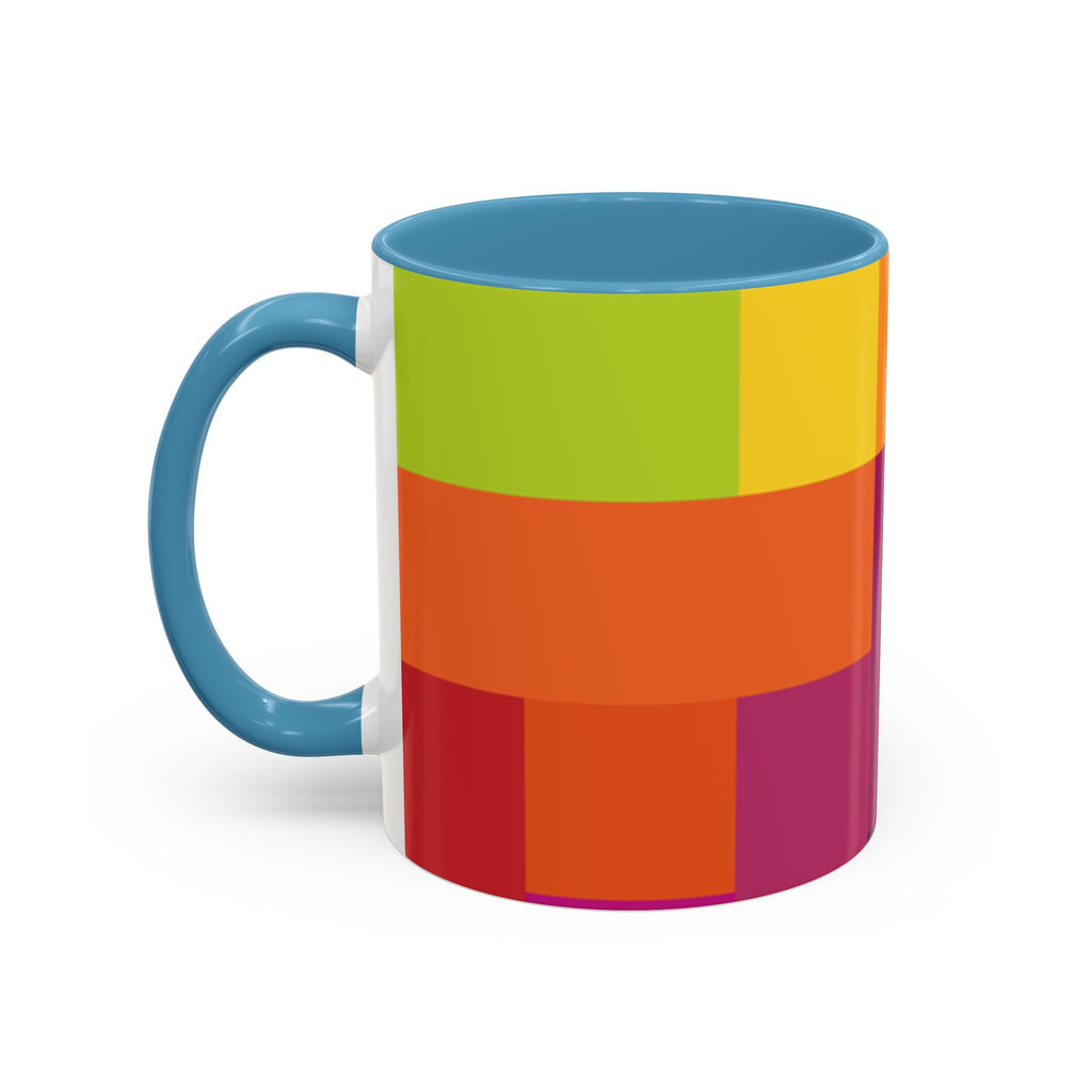 Color Block Accent Coffee Mug — Bright Geometric Pattern