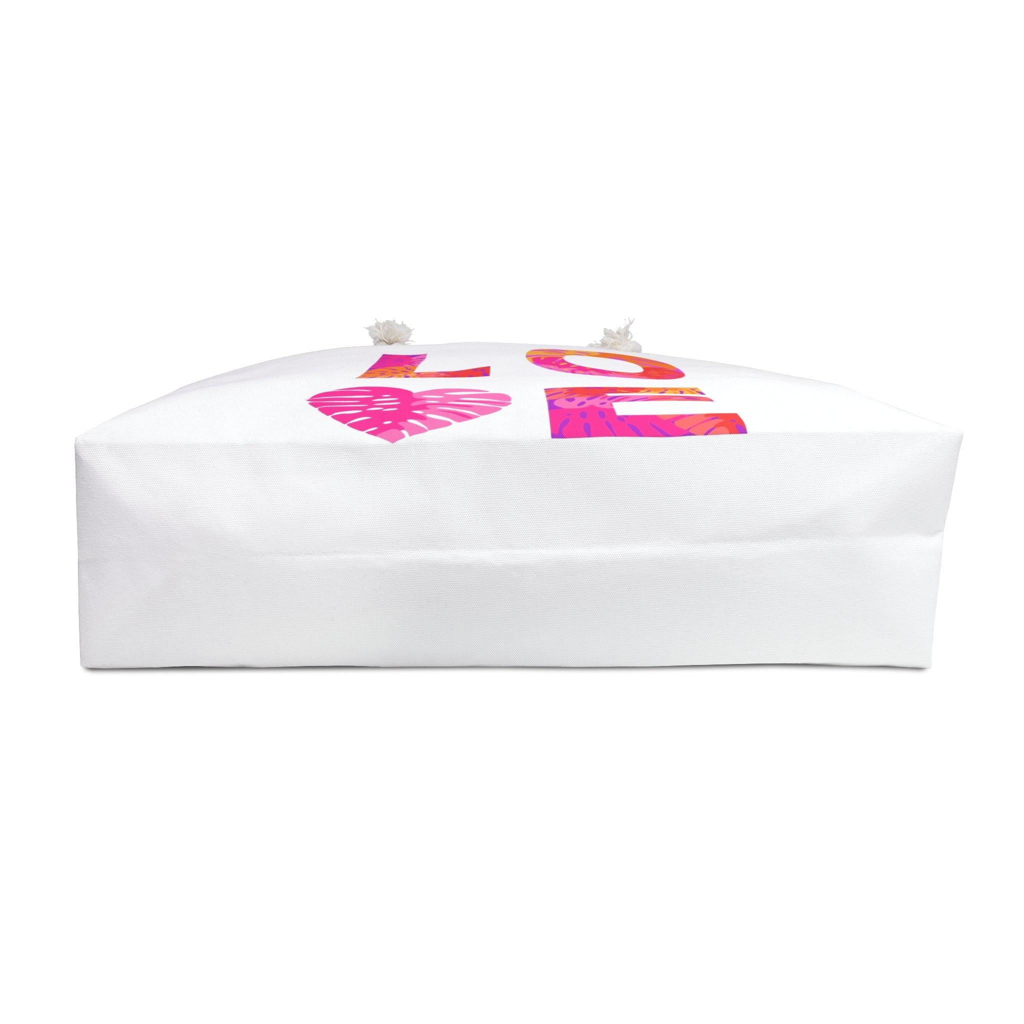 Tropical Love Typography Weekender Bag | Pink Palm Heart Travel Tote