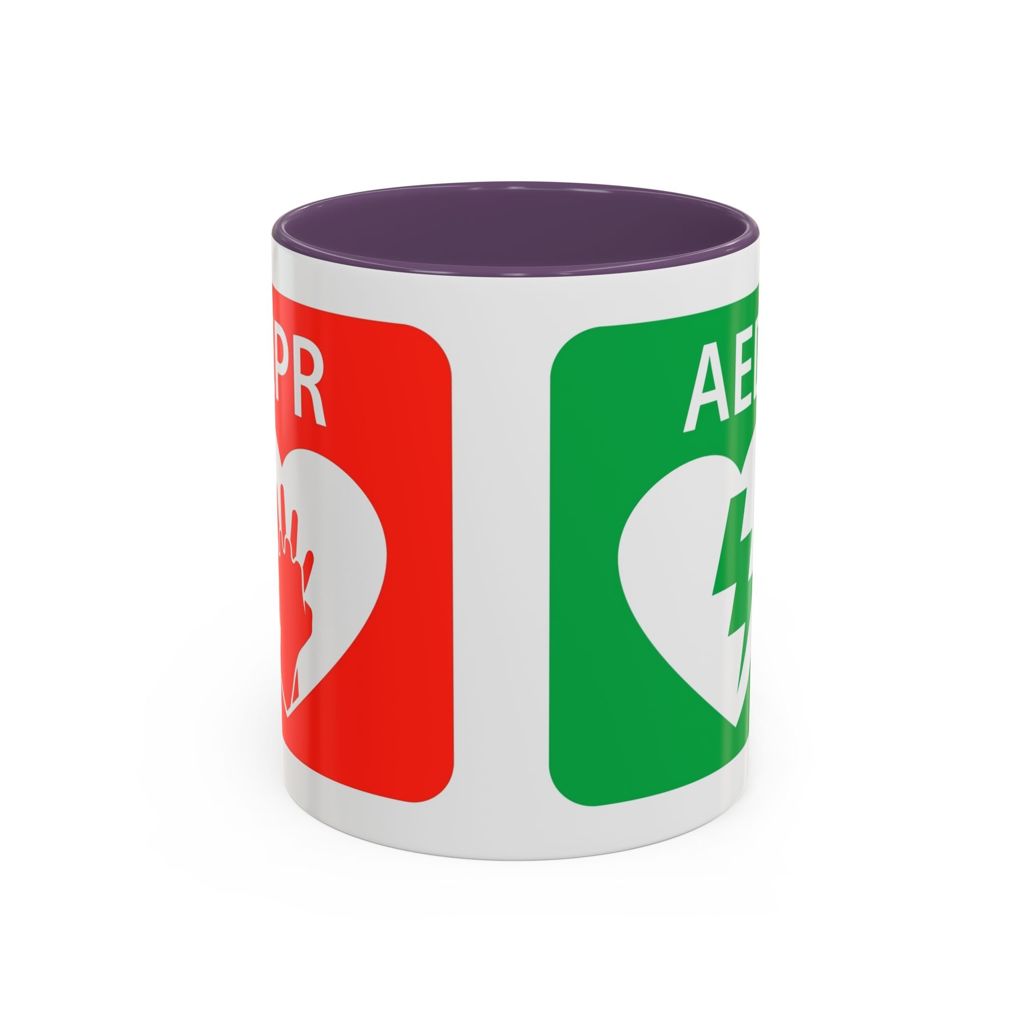 AED Heart Logo Accent Coffee Mug — CPR & Defibrillator Awareness Gift (11/15oz)