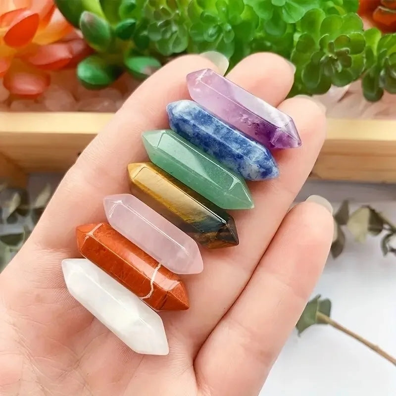 Pointes 7 chakras en pierres naturelles lithothérapie et soins