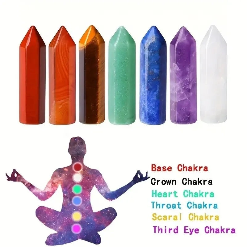 Pointes 7 chakras en pierres naturelles lithothérapie et soins