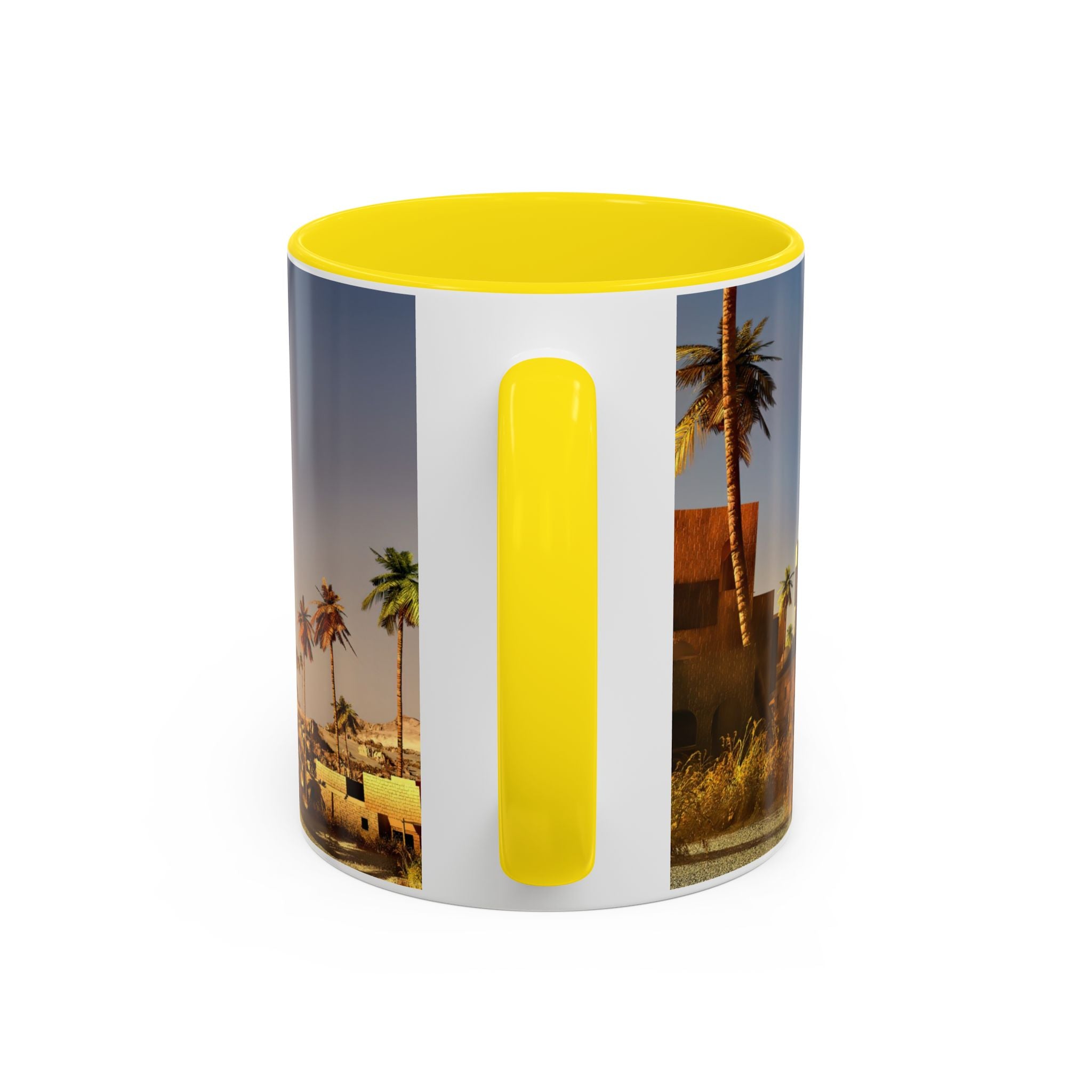 Desert Oasis Accent Coffee Mug – Palm Trees & Sunset Scenic Ceramic Mug (11/15oz)