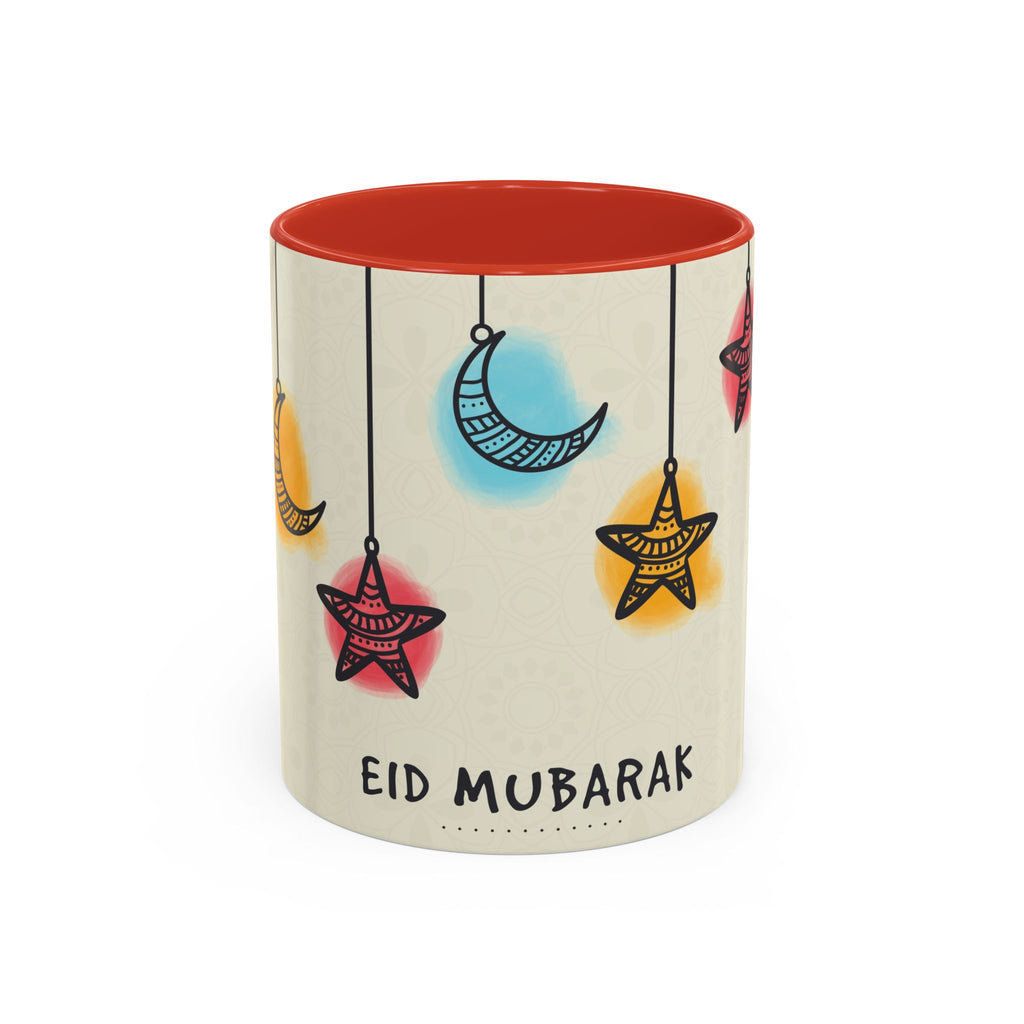 Eid Mubarak Accent Coffee Mug — Festive Crescent & Star Design (11/15 oz)
