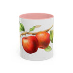 Apple Branch Accent Coffee Mug — Watercolor Fruit Kitchen Mug (11/15oz)