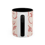 Apple Doodle Accent Coffee Mug — Red Apple Pattern Ceramic Mug (11/15oz)