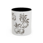 Botanical Apple Accent Coffee Mug — Vintage Fruit Sketch Ceramic Mug (11/15 oz)