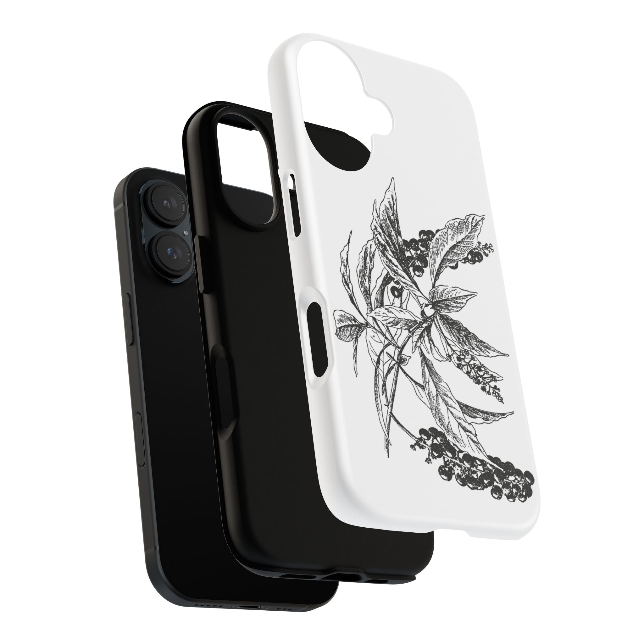 Botanical Sketch Phone Case – Black Ink Herb Illustration Tough Case