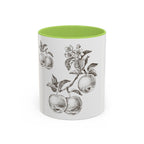 Botanical Apple Accent Coffee Mug — Vintage Fruit Sketch Ceramic Mug (11/15 oz)