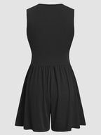 MUNSIEUR Ruched Plunge Romper - Luxury Sleeveless Jumpsuit for Women