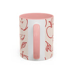 Apple Doodle Accent Coffee Mug — Red Apple Pattern Ceramic Mug (11/15oz)