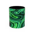 Green Swirl Accent Coffee Mug — Psychedelic Abstract Ceramic