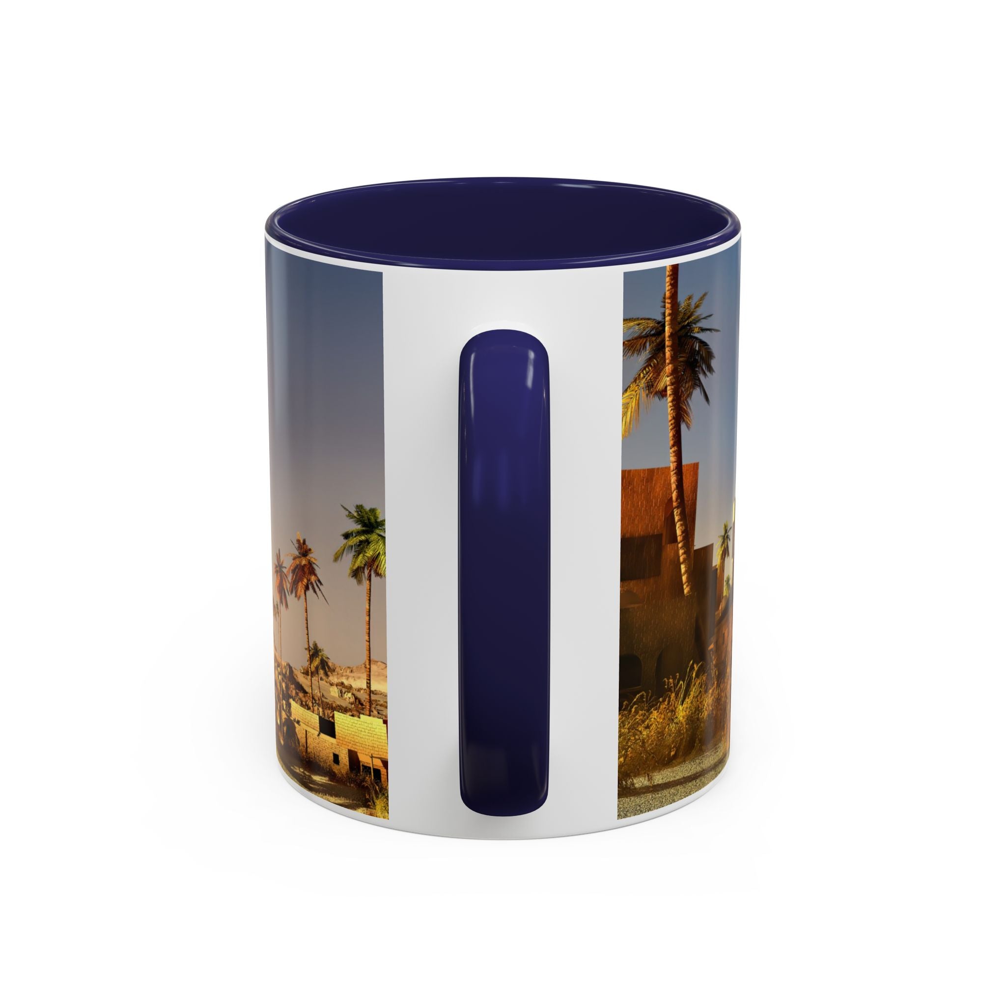 Desert Oasis Accent Coffee Mug – Palm Trees & Sunset Scenic Ceramic Mug (11/15oz)