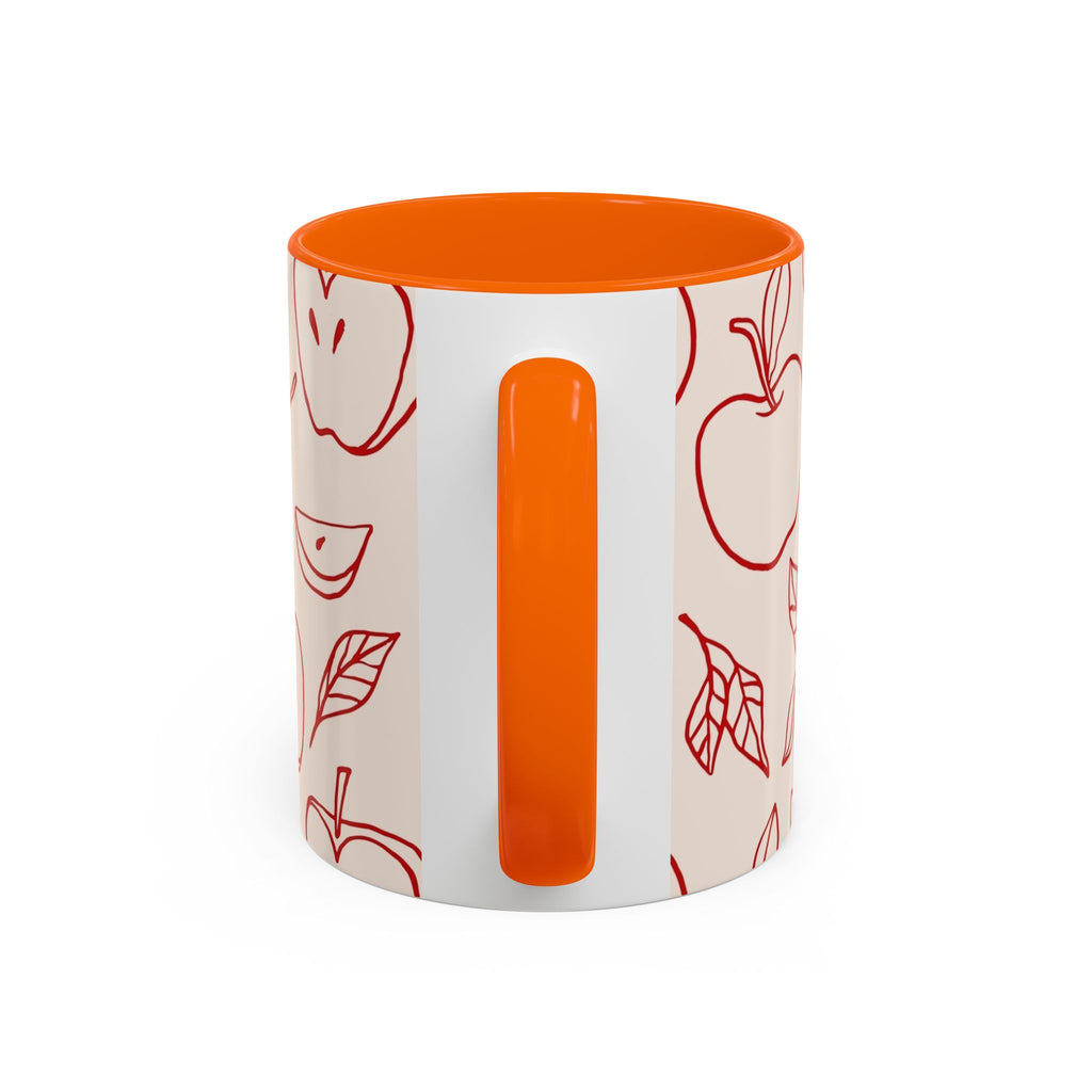Apple Doodle Accent Coffee Mug — Red Apple Pattern Ceramic Mug (11/15oz)