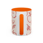 Apple Doodle Accent Coffee Mug — Red Apple Pattern Ceramic Mug (11/15oz)