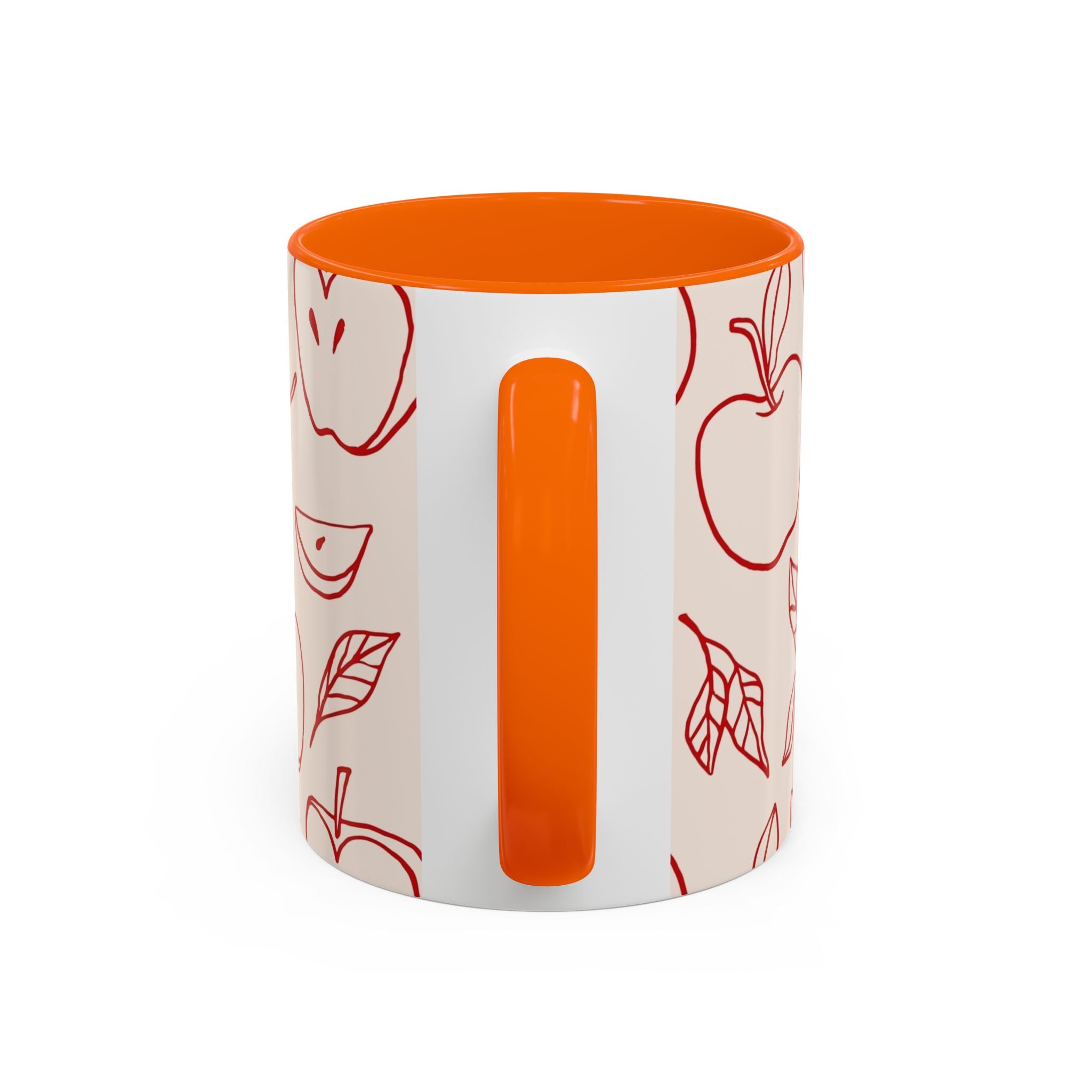 Apple Doodle Accent Coffee Mug — Red Apple Pattern Ceramic Mug (11/15oz)