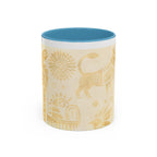 Golden Folk Art Coffee Mug — Animal Mask Pattern Accent Mug (11/15oz)
