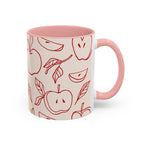 Apple Doodle Accent Coffee Mug — Red Apple Pattern Ceramic Mug (11/15oz)