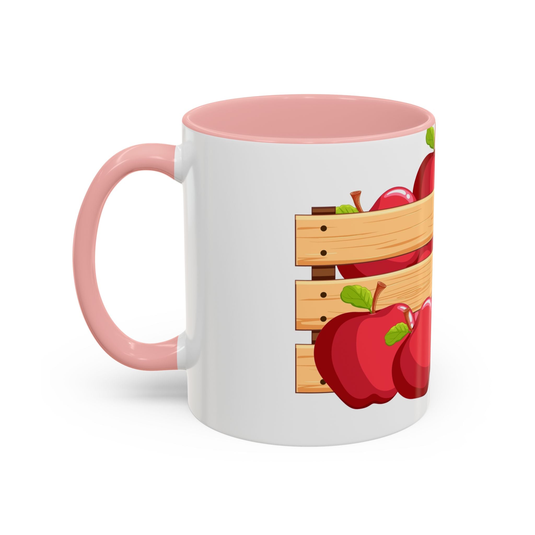 Apple Crate Accent Coffee Mug — Rustic Farmhouse Fruit Design (11/15oz)