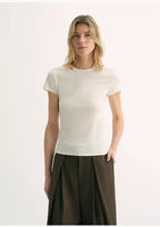 LINDIS wool mulberry silk classic short-sleeved round neck T-shirt for