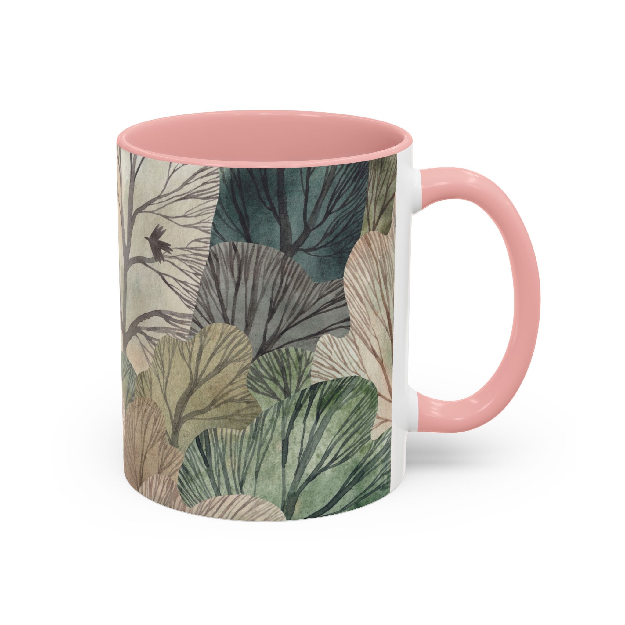 Botanical Woodland Coffee Mug — Earthy Leaf Pattern Accent Mug (11/15oz)