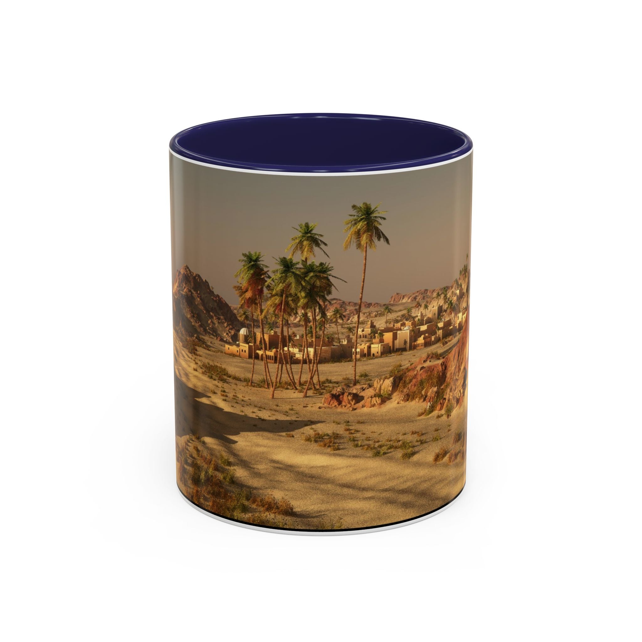 Desert Oasis Coffee Mug — Palm Trees & Sunset Scenic Accent Mug