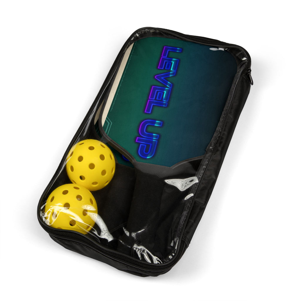 Pickleball Paddle Set — 'Level Up' Neon Graphic Pickleball Kit (2 Paddles + Balls)