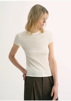 LINDIS wool mulberry silk classic short-sleeved round neck T-shirt for