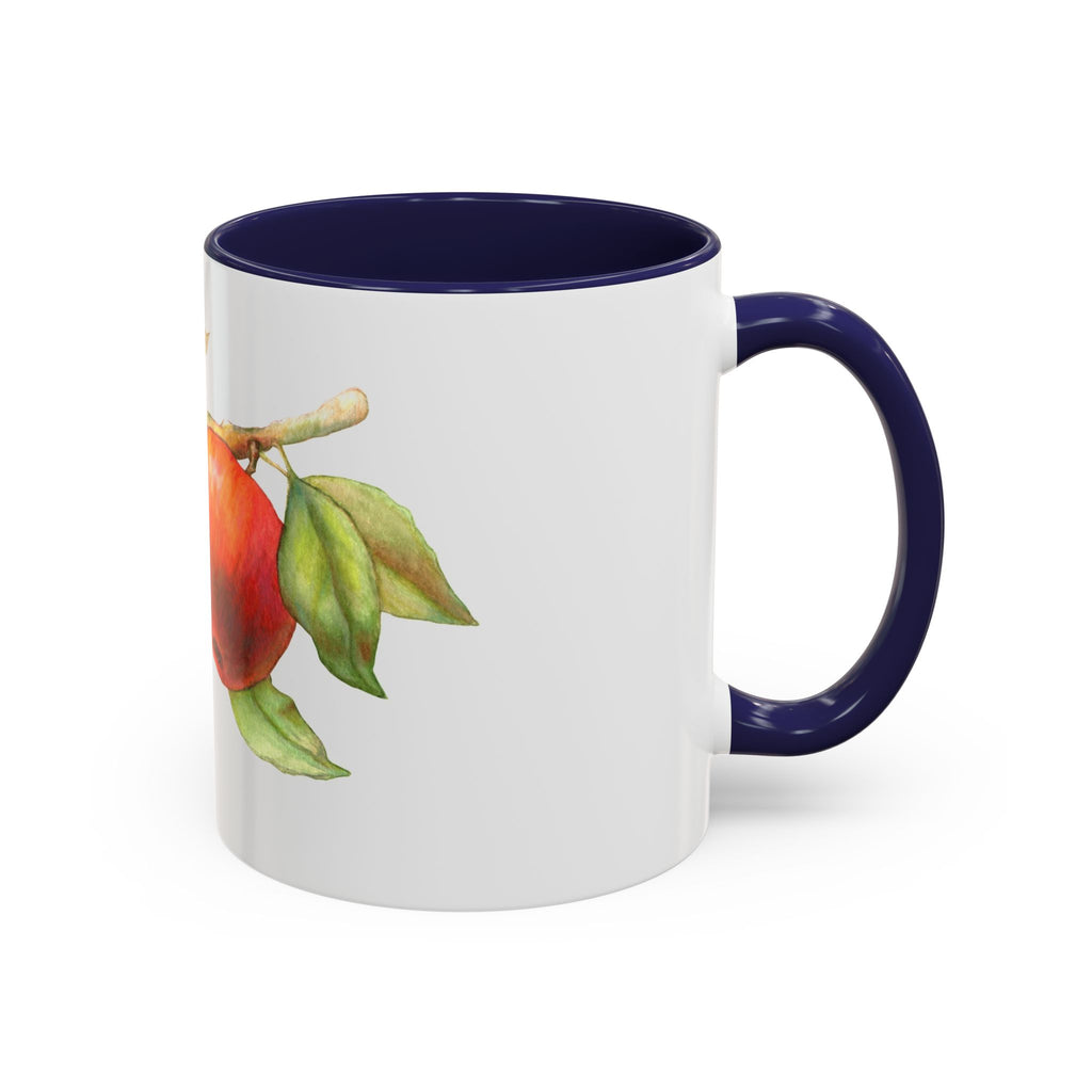 Apple Branch Accent Coffee Mug — Watercolor Fruit Kitchen Mug (11/15oz)