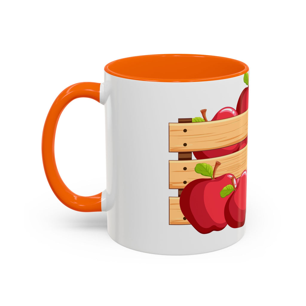 Apple Crate Accent Coffee Mug — Rustic Farmhouse Fruit Design (11/15oz)