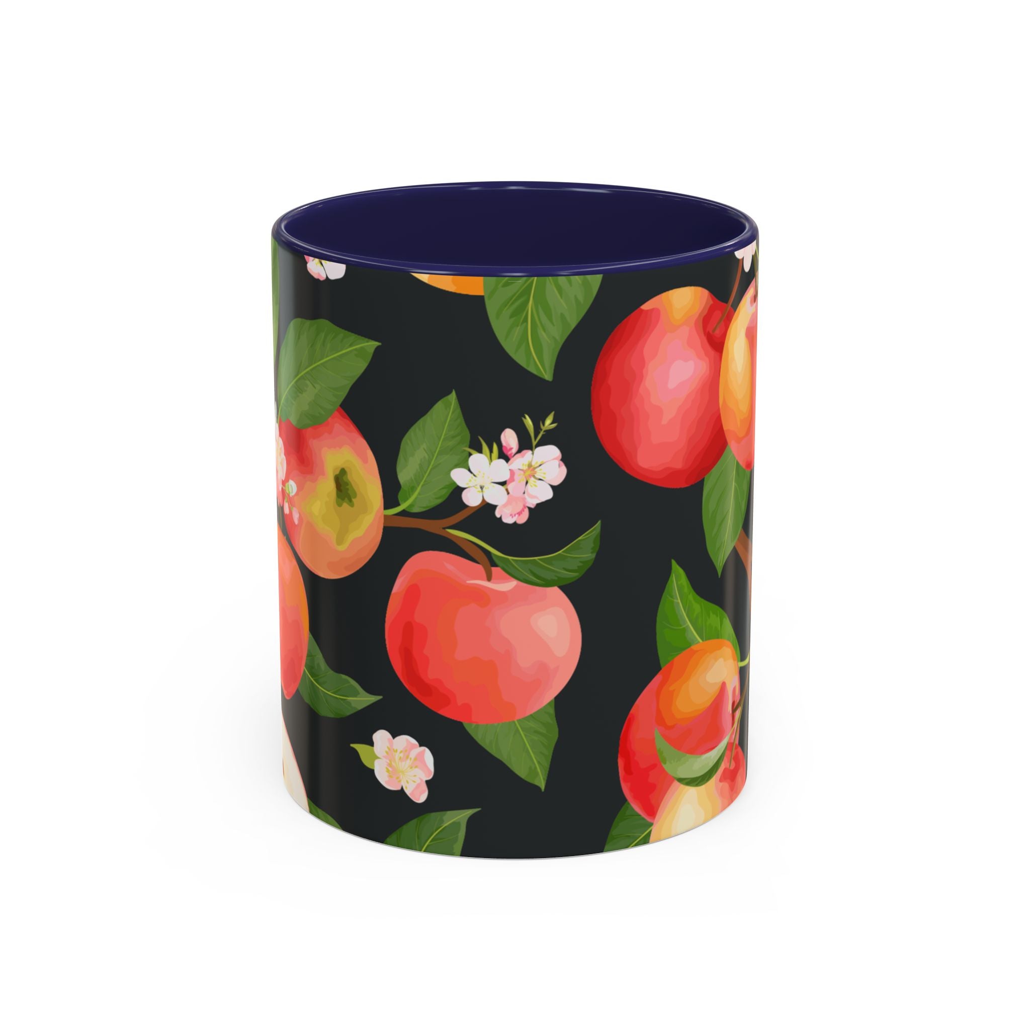 Apple Blossom Accent Coffee Mug – Floral Fruit Ceramic Mug (11/15oz)