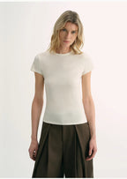 LINDIS wool mulberry silk classic short-sleeved round neck T-shirt for
