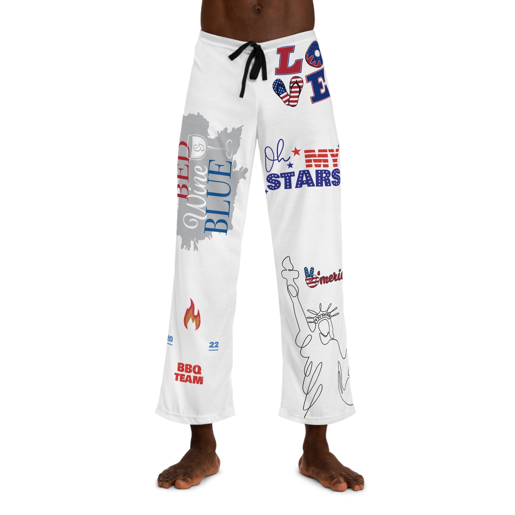 Patriotic "Red White Blue" Men's Pajama Pants – USA Statue of Liberty BBQ Team Lounge Pants