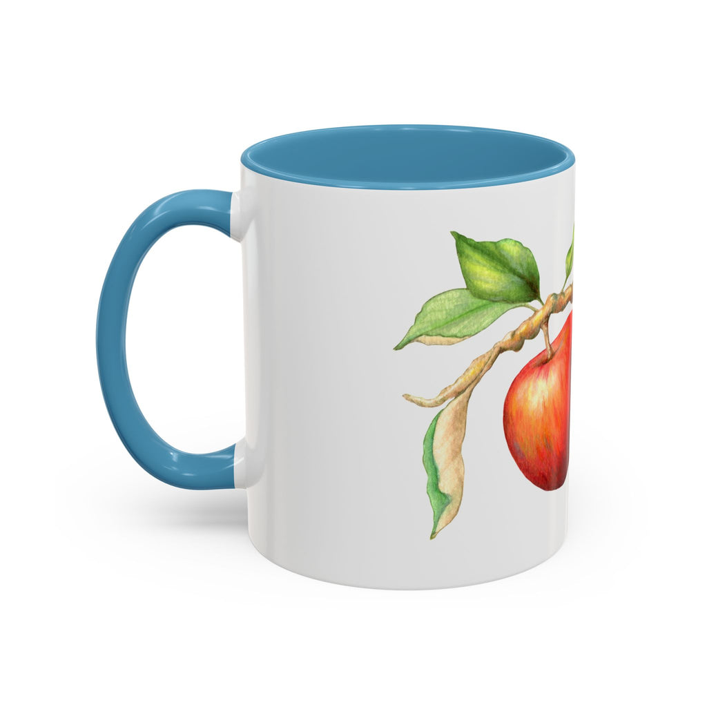 Apple Branch Accent Coffee Mug — Watercolor Fruit Kitchen Mug (11/15oz)